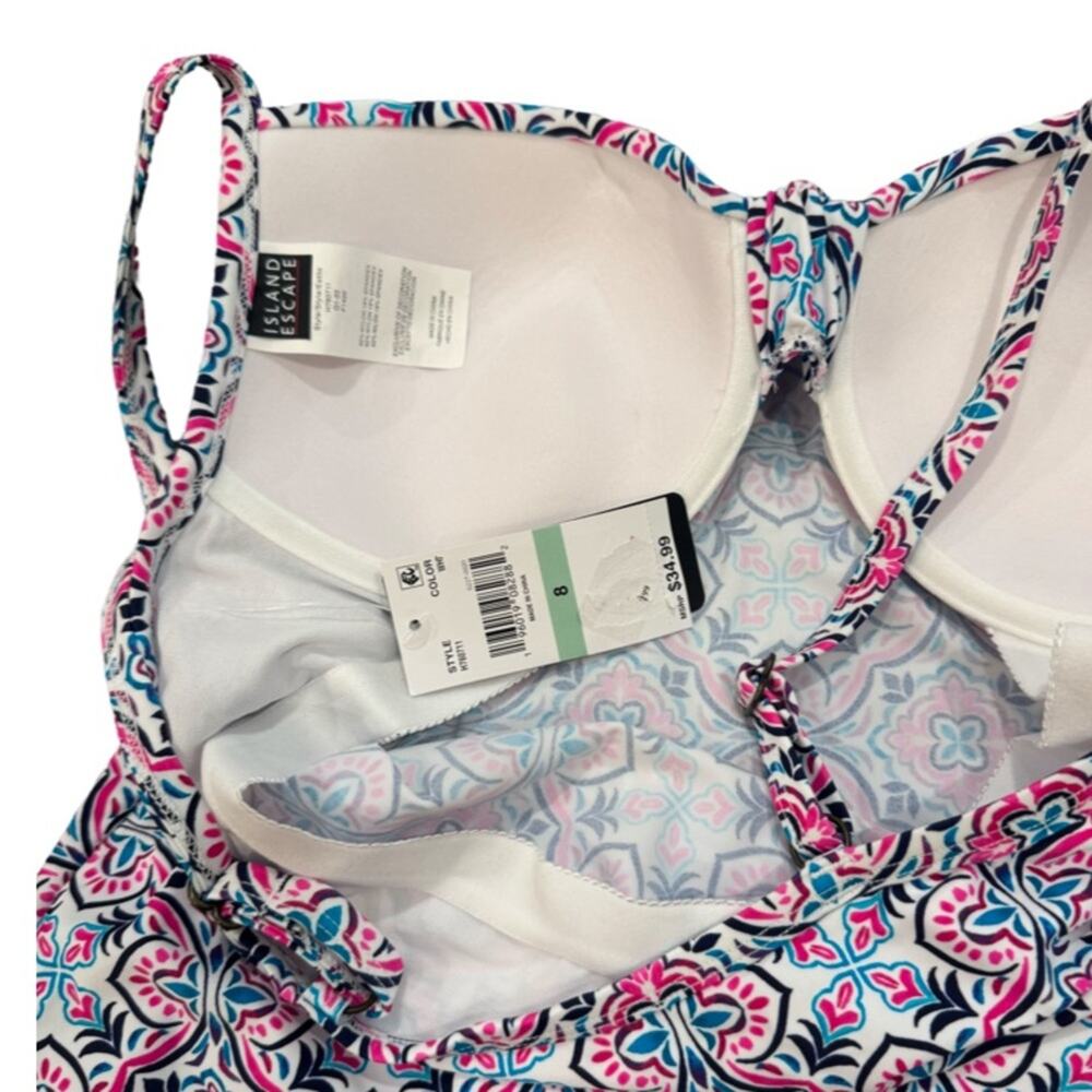 Island Escape Valencia Underwire Tankini Top White Size 8 - Picture 5 of 5